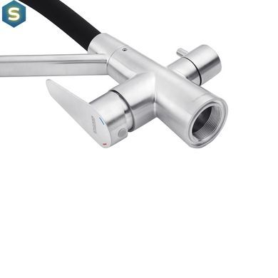 Смеситель для кухни с подключением к фильтру Kroner KRP Edelstahl Klassisch - ESG03817BLK CV027936, Нержавеющая сталь