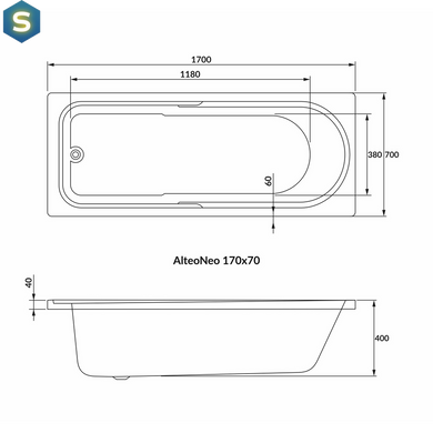 Ванна акрилова Volle Altea Neo 170x70 1228.001770, Білий