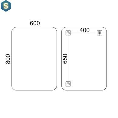 Зеркало Lidz Nicole 600х850 настенное прямоугольное с закругленными углами LD78NI6085