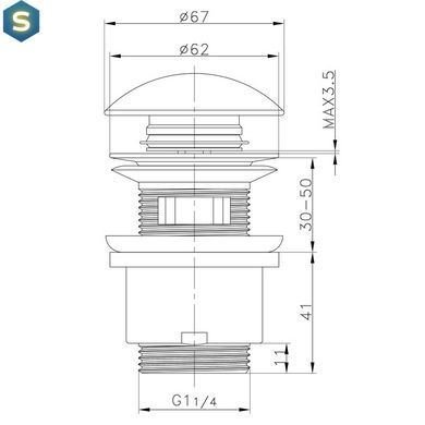 Донний клапан Frap F60-8, автомат, з білою керамічною кришкою, 1 1/4", білий/хром, Білий