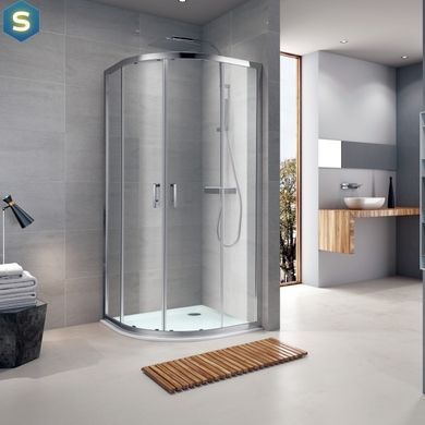 Душевая кабина Koller Pool Round полукруглая 900x900x1900 мм стекло прозрачное R90RC, Хром, Универсальная, прозрачный, хром