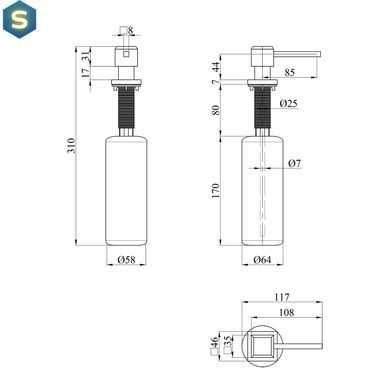 Дозатор для моющего средства Kroner KRP Spender - ECG054 CV030013, Нержавеющая сталь