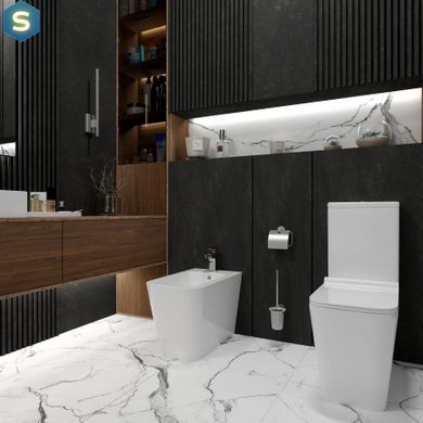 Унитаз-компакт Koller Pool Kvadro Smart Tornado с сиденьем Soft Close KR-0610-RQ-C+KR-0610-RQ-T, Белый