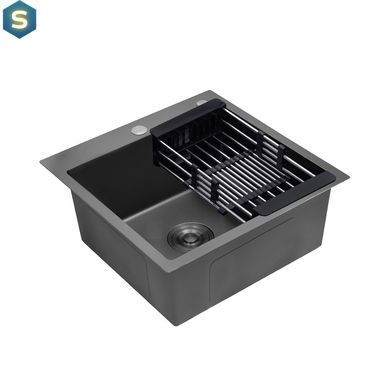 Кухонная мойка Kroner KRP Schwarze - 5050HM PVD (3,0/1,0 мм) CV022793, Черный/золото