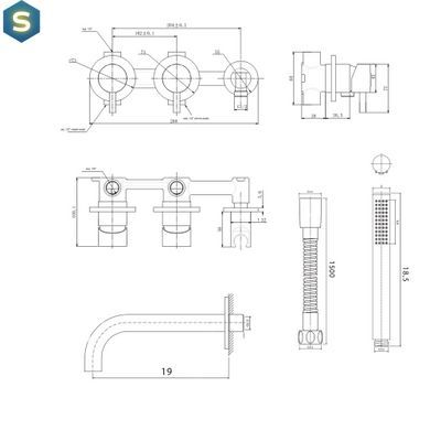 Змішувач для ванни Kohlman Axel chrome + BOX прихованого монтажу KPL-QW260AW, Хром