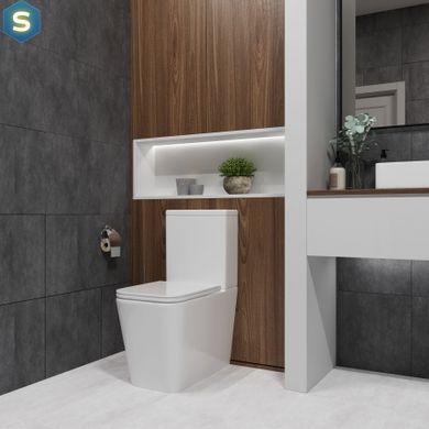 Унитаз-компакт Koller Pool Kvadro Smart Tornado с сиденьем Soft Close KR-0610-RQ-C+KR-0610-RQ-T, Белый