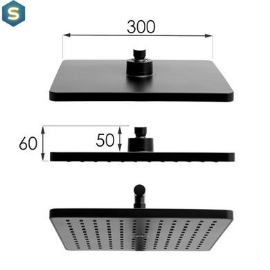 Душова система Yoka Cube 30 Black з термостатом BP.CUBE-THERM-30-BLK, Черный матовый