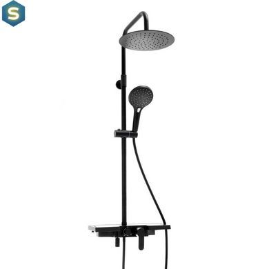 Душевая система Yoka Saba 25 black с полкой и краном BP.SABA25-BLK, Черный матовый