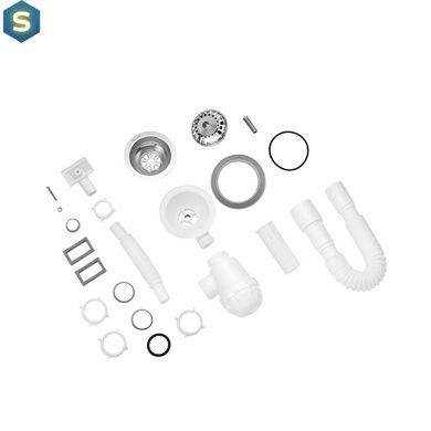Сифон для кухонної мийки Kroner KRP - KS02 3 1/2"х40/50 мм з квадратним переливом CV032074, Білий