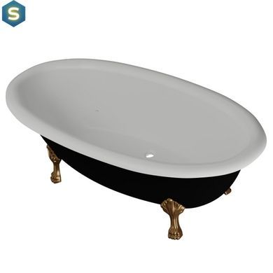 Ванна отдельностоящая матовая Amidicon Olimpia 180x90 черная из литого камня бронзовые ножки OLIMPIA_180_nizhk-br_BLACK_MAT, Черно-белый