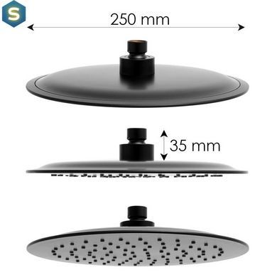 Душевая система Yoka Saba 25 black с полкой и краном BP.SABA25-BLK, Черный матовый