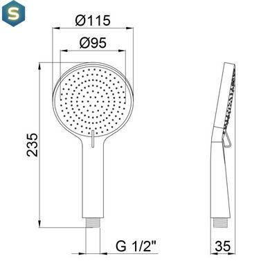 Ручной душ Qtap Rucni A116O3PBB, Черный/золото
