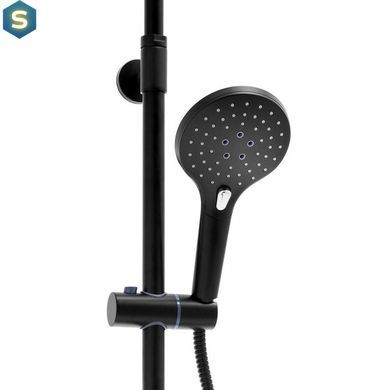 Душевая система Yoka Saba 25 black с полкой и краном BP.SABA25-BLK, Черный матовый