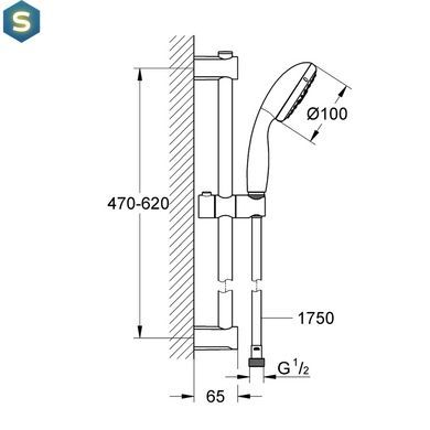 Душовий гарнітур Grohe QuickFix Vitalio Start 100 26032000, Хром