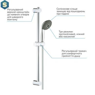 Душовий гарнітур Grohe QuickFix Vitalio Start 100 26032000, Хром