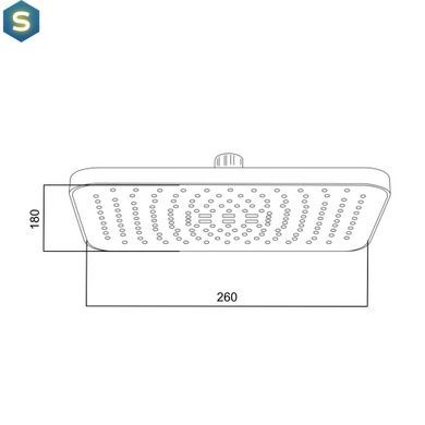Верхний душ Qtap Hlavova 260x180 мм прямоугольный QTHLA107CRM45784 Chrome/Black, Черный матовый