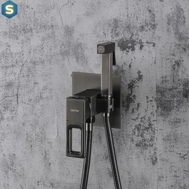 Набор гигиенического душа скрытого монтажа Gappo G7217-9, Графитовый хром