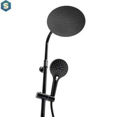 Душевая система Yoka Saba 25 black с полкой и краном BP.SABA25-BLK, Черный матовый