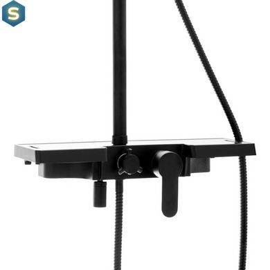 Душевая система Yoka Saba 25 black с полкой и краном BP.SABA25-BLK, Черный матовый