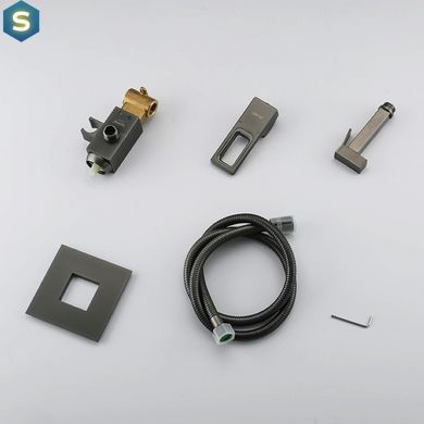 Набор гигиенического душа скрытого монтажа Gappo G7217-9, Графитовый хром