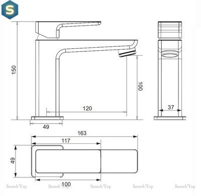 Змішувач для умивальника Omnires Parma grafit PM7410GR, Графит