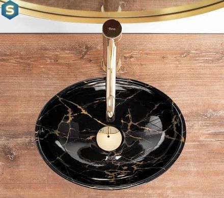 Умывальник Rea Sofia mini black marble shiny накладной REA-U6963, Черный матовый