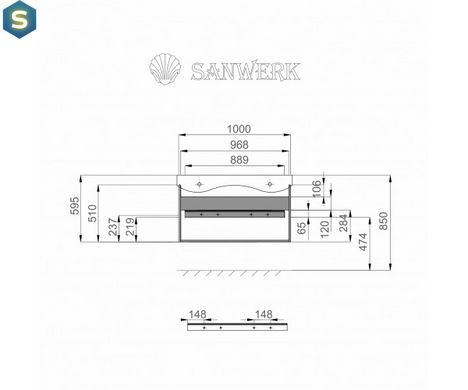 Тумба підвісна Sanwerk "Алесса Air" 100 біла з умивальником "Idea" (MV0000898), Венге