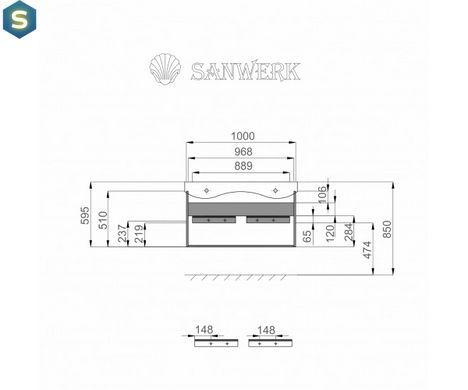 Тумба підвісна Sanwerk "Алесса Air" 100 біла з умивальником "Idea" (MV0000898), Венге