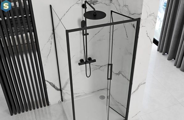 Душова кабіна Rea Rapid Fold 100x90 black REA-K6423 + REA-K6419, Черный матовый, Універсальна, прозорий, чорний матовий