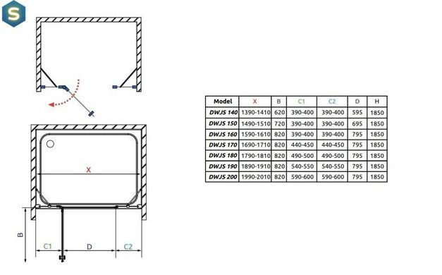 Душові двері Radaway Torrenta DWJS 170 см 320812-01-01R + 320393-01-01