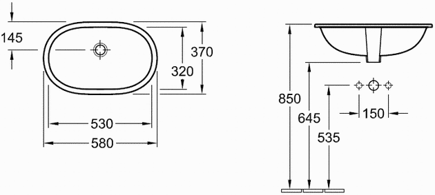 Умивальник Villeroy&Boch O.Novo 53X32 41625001, Білий