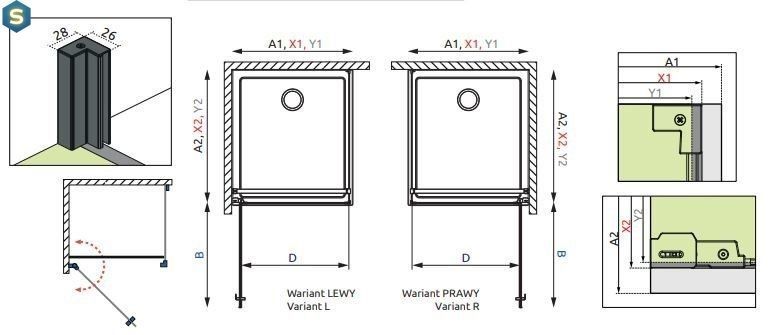 Душова кабіна Radaway Nes Black KDJ I Factory 80x80x200 10022080-54-55L+10039080-54-55