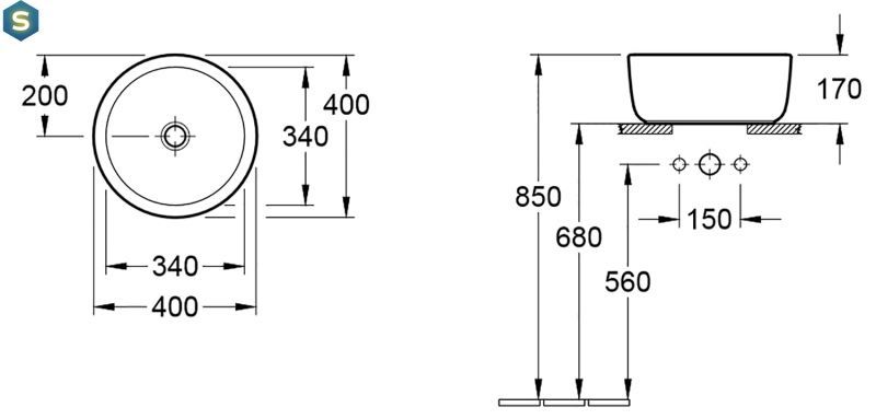 Умывальник Villeroy&Boch Architectura 40x40 41254101, Белый
