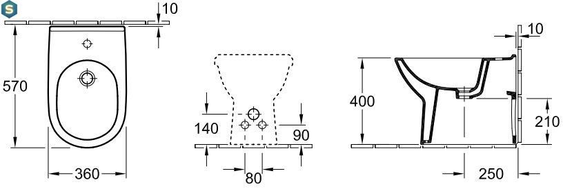 Биде напольное Villeroy & Boch O.Novo 54610001, Белый