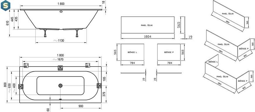 Ванна акрилова Ravak City Slim 180x80 C921300000, Білий