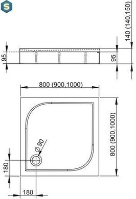 Душовий піддон Radaway Delos C 90x90 + панель 4C99170-03