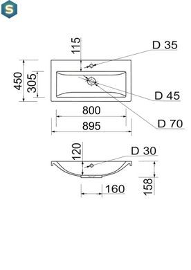Умывальник Adamant Cers 80 white 4824296202301, Белый
