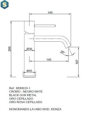 Змішувач для умивальника Imex Monza зі стіни PVD графіт GLM039/BGM, Графит