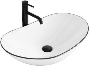 Умивальник Rea Royal black edge накладний REA-U8569, Білий