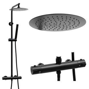 Душевая система Yoka Ferra 25 Black с термостатом BP.FERRA-THERM-25-BLK, Черный матовый