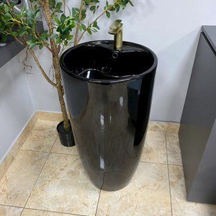 Умивальник (раковина) VBI AGRIENTO BLACK GLOSSY підлоговий, Чорний/золото