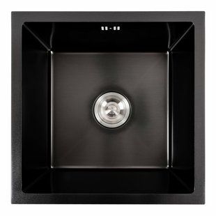 Кухонная мойка PVD черная СМ 44x44 Platinum Handmade (монтаж под столешницу), Черный/золото