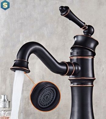 Змішувач для умивальника Rea Vintage Old black чорний низький REA-B0226, Чорний/золото
