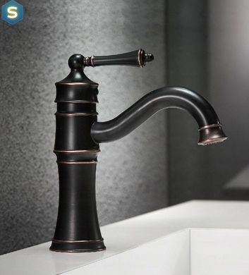 Змішувач для умивальника Rea Vintage Old black чорний низький REA-B0226, Чорний/золото