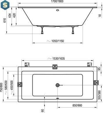 Ванна акрилова Ravak Formy 01 Slim 170x75 C691300000, Білий