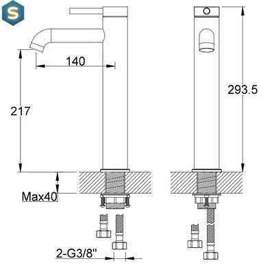 Смеситель для умывальника Kohlman Axel graphite высокий QB170AG, Графит