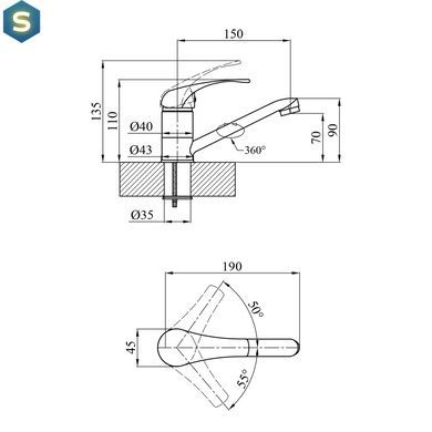 Змішувач для раковини Agua Leon-C010 CV012080, Хром