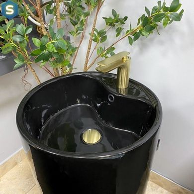 Умывальник (раковина) VBI AGRIENTO BLACK GLOSSY напольный, Черный/золото