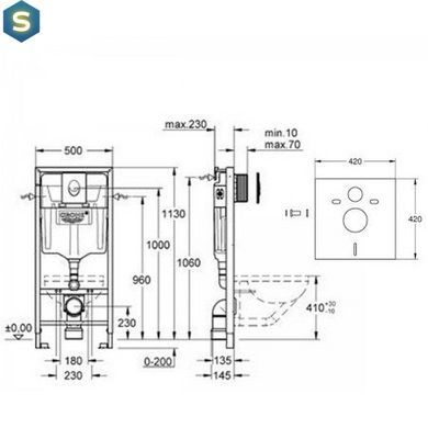 Инсталляция скрытого монтажа для унитаза Grohe RAPID SL 38722001+37131000