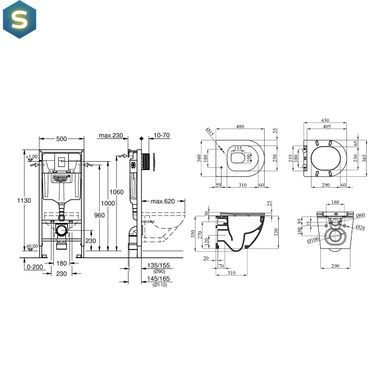 Комплект 4 в 1: Інсталяція Grohe Rapid SL 3 в 1 38772001 + Унітаз безободковий Kroner Harz WHI483632 TORNADO з сидінням Slim Duroplast / Soft-close / Quick relase KH483632WHIT (38772001KH483632)